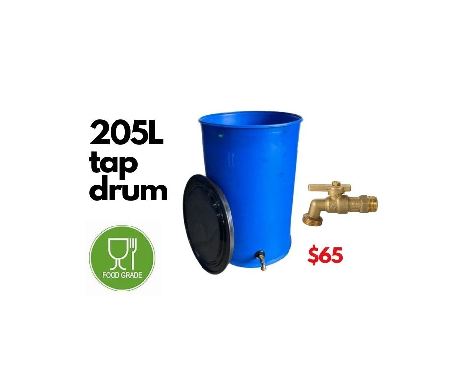 205L plastic barrel water drum with garden hose tap