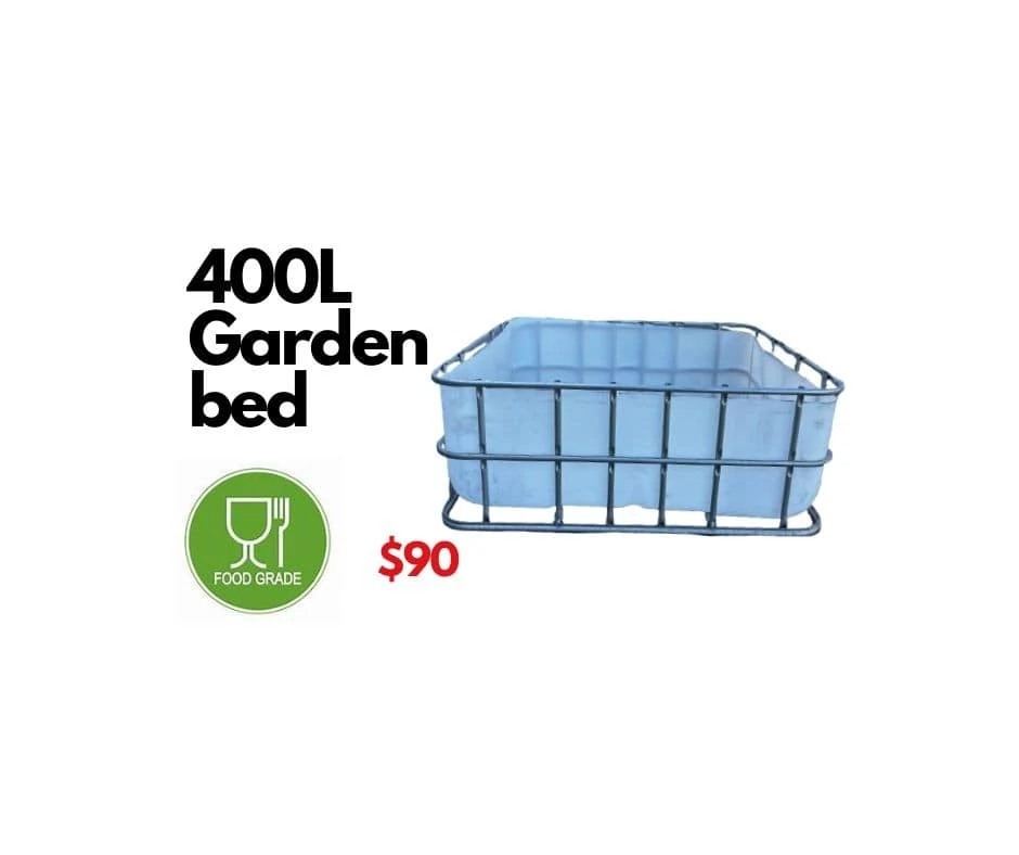 half IBC raised garden bed.  Food grade suitable for organic home grown vegetables and herbs.