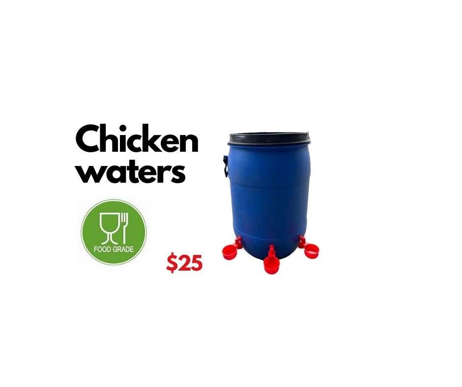 40-60L capacity chicken feeder water drinker cups.  Auto refills.  Food grade.