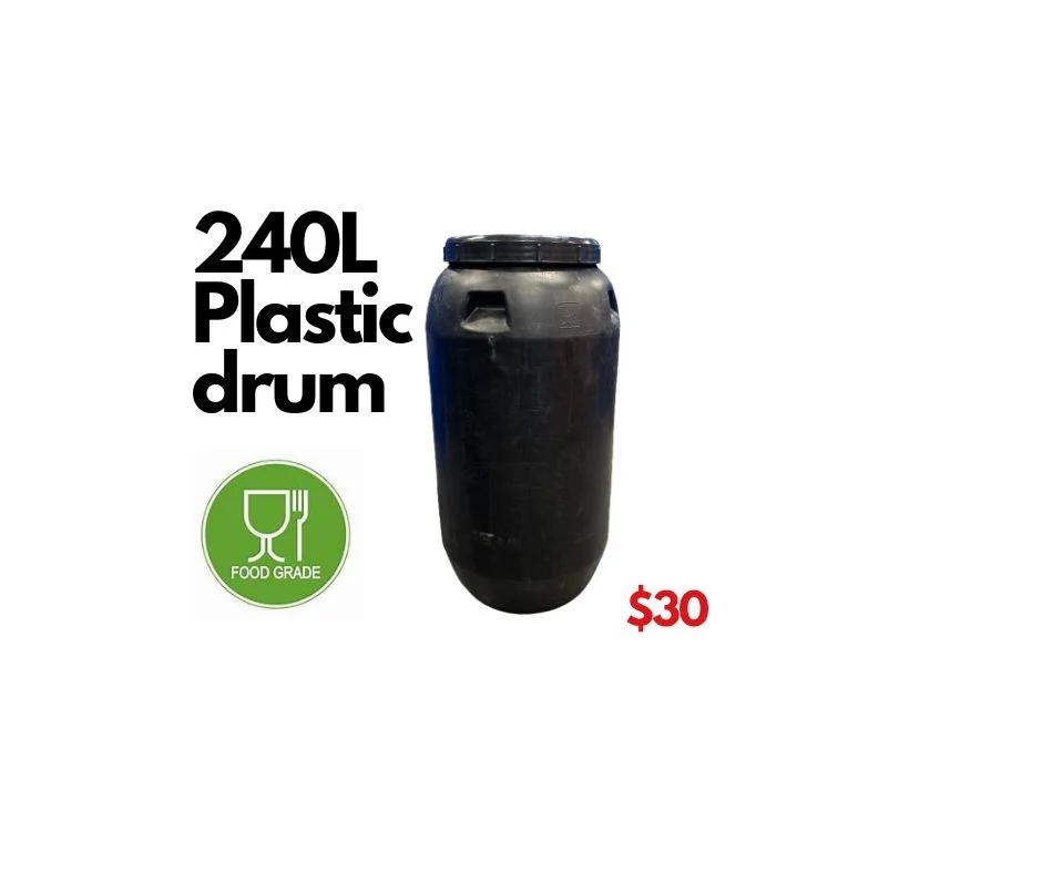 240L plastic barrels, drum for water storage, shipping, home made wine, arak and other projects.